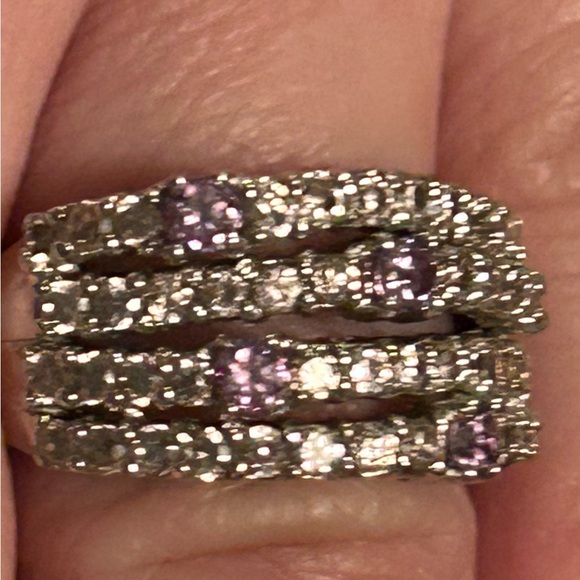 Beautiful sterling silver ring with pink n purple stones not sure if it’s real💎 - Picture 10 of 14